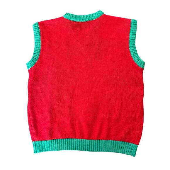 Vintage Christmas Knitted Sweater Vest Ugly Sweater Party  Cute Reindeer Size M - Picture 6 of 8